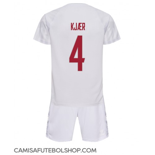 Camisa de time de futebol Dinamarca Simon Kjaer #4 Replicas 2º Equipamento Infantil Mundo 2022 Manga Curta (+ Calças curtas)